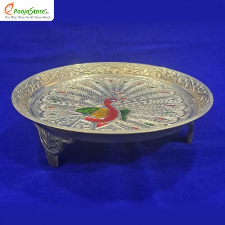 Decorative Brass Peacock Design Pooja Thali